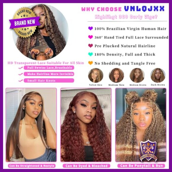 28 Inch Human Hair 360 Lace Front Wig Deep Wave Pre Plucked Glueless